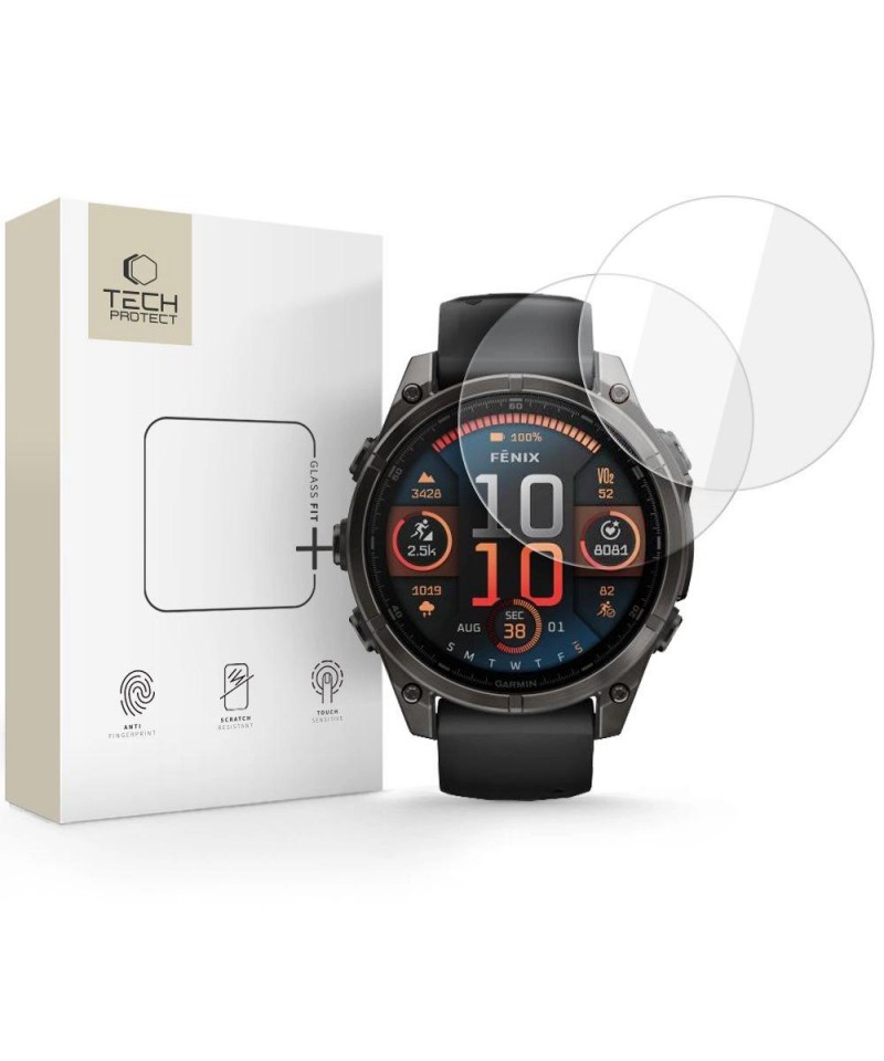 Tech-Protect Glass Fit+ 2-pack tempered glass for Garmin Fenix 8 47mm - clear