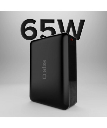 Powerbank SBS 20000mAh 65W PD AFC USB-C USB-A for laptop, tablet, smartphone - black