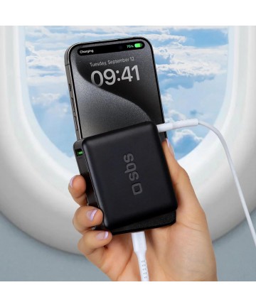 Powerbank SBS 20000mAh 65W PD AFC USB-C USB-A for laptop, tablet, smartphone - black