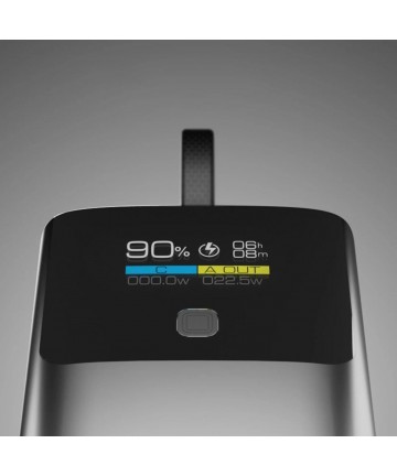 SBS 10000mAh PD 20W Powerbank with LCD Display and Built-in USB-C Cable - Gray