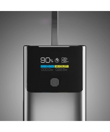SBS 10000mAh PD 20W Powerbank with LCD Display and Built-in USB-C Cable - Gray