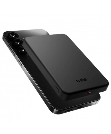 SBS Mag Power Qi2 5000 mAh Powerbank Compatible with MagSafe - Black
