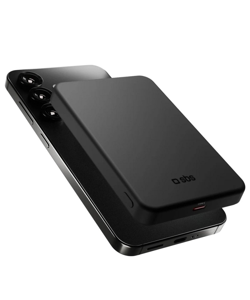 SBS Mag Power Qi2 5000 mAh Powerbank Compatible with MagSafe - Black