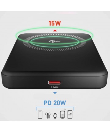 SBS Mag Power Qi2 5000 mAh Powerbank Compatible with MagSafe - Black