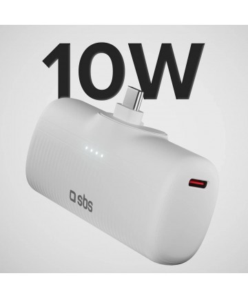 SBS EcoPower 5000 mAh 10W Powerbank with Built-in USB-C Port - White