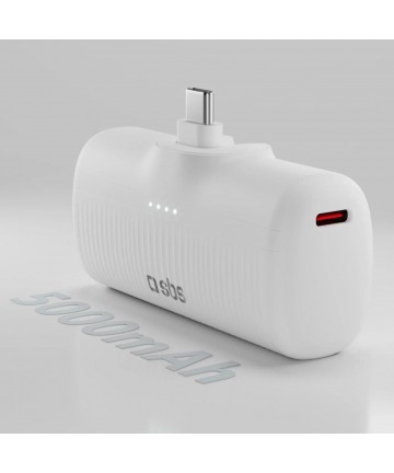 SBS EcoPower 5000 mAh 10W Powerbank with Built-in USB-C Port - White