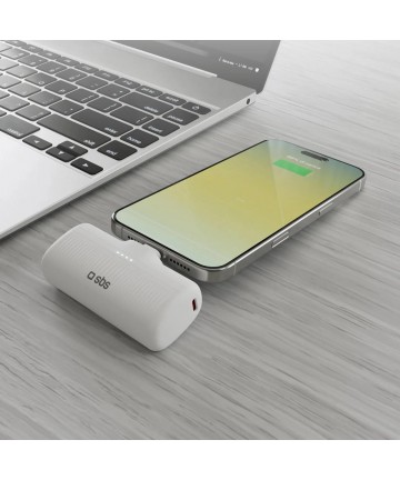 SBS EcoPower 5000 mAh 10W Powerbank with Built-in USB-C Port - White