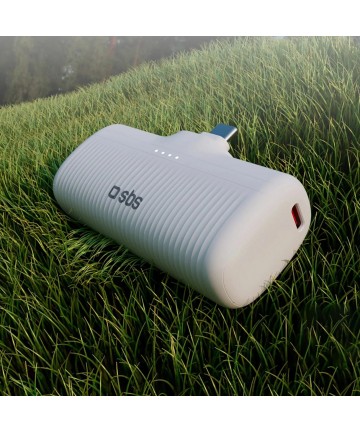 SBS EcoPower 5000 mAh 10W Powerbank with Built-in USB-C Port - White