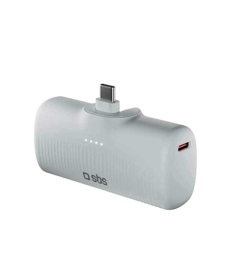 SBS EcoPower 5000 mAh 10W Powerbank with Built-in USB-C Port - Gray