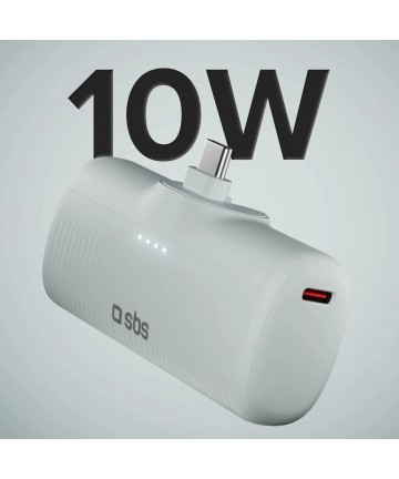 SBS EcoPower 5000 mAh 10W Powerbank with Built-in USB-C Port - Gray