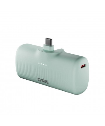 SBS EcoPower 5000 mAh 10W Powerbank with Built-in USB-C Port - Green