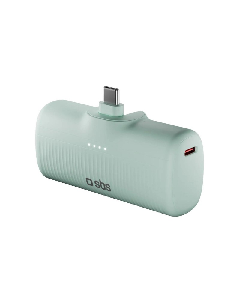 SBS EcoPower 5000 mAh 10W Powerbank with Built-in USB-C Port - Green