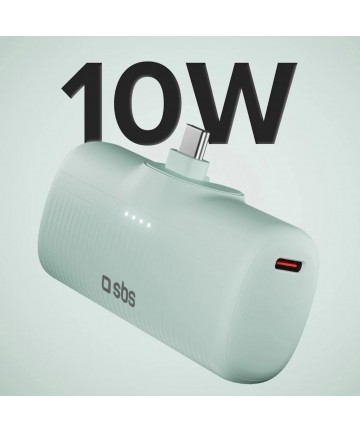 SBS EcoPower 5000 mAh 10W Powerbank with Built-in USB-C Port - Green