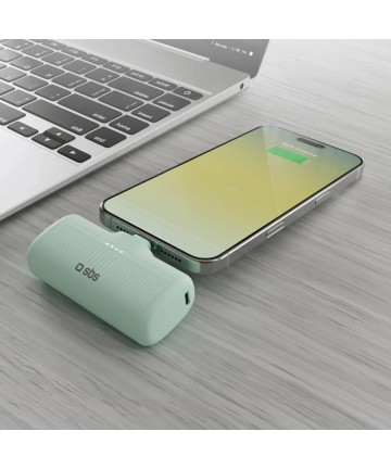 SBS EcoPower 5000 mAh 10W Powerbank with Built-in USB-C Port - Green
