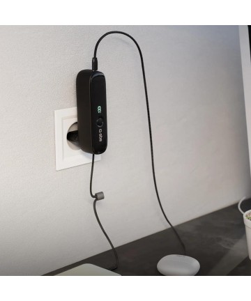SBS Hybrid PD 20W 5000mAh Power Bank with Built-in Cable and Foldable Plug - Black