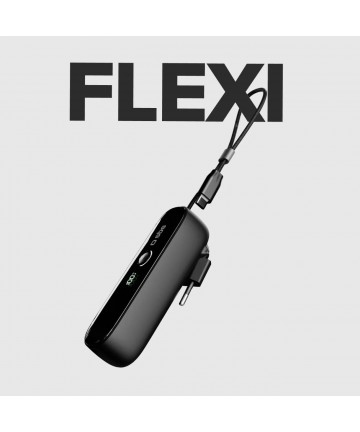 SBS Hybrid PD 20W 5000mAh Power Bank with Built-in Cable and Foldable Plug - Black