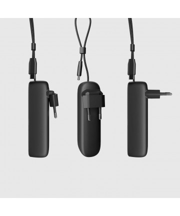 SBS Hybrid PD 20W 5000mAh Power Bank with Built-in Cable and Foldable Plug - Black