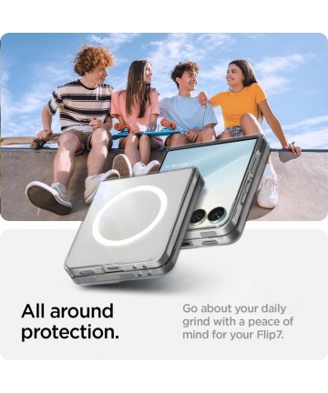 Spigen AirSkin Mag MagSafe Case for Samsung Galaxy Z Flip 7 - Clear and White