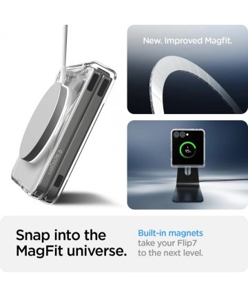 Spigen AirSkin Mag MagSafe Case for Samsung Galaxy Z Flip 7 - Clear and White