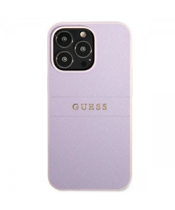 Guess GUHCP13LPSASBPU iPhone 13 Pro / 13 6.1" purple/purple Saffiano Hot Stamp & Metal Logo