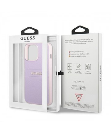 Guess GUHCP13LPSASBPU iPhone 13 Pro / 13 6.1" purple/purple Saffiano Hot Stamp & Metal Logo