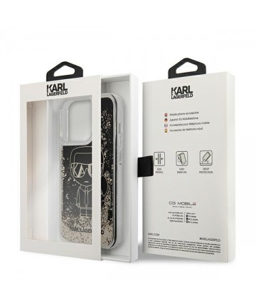 Karl Lagerfeld Liquid Glitter Gatsby Case for iPhone 13 Pro Max - Black