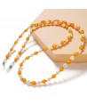 A chain for glasses, beads, an orange pendant