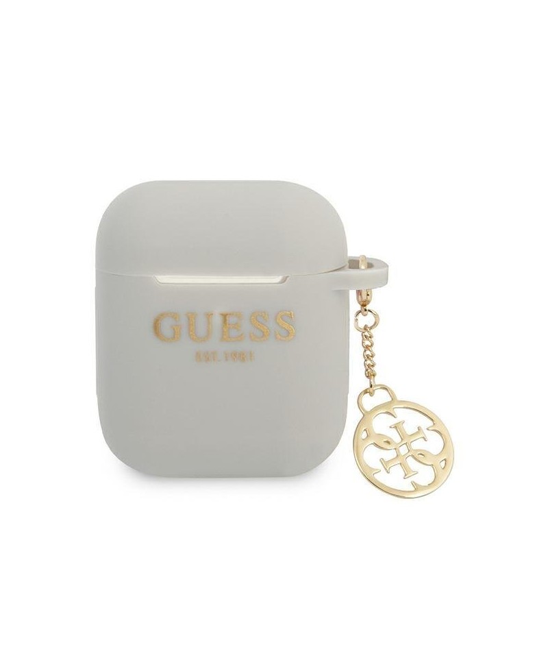 Guess GUA2LSC4EG AirPods cover grey/grey Silicone Charm 4G Collection