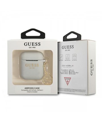 Guess GUA2LSC4EG AirPods cover grey/grey Silicone Charm 4G Collection