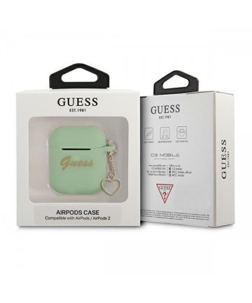 Guess GUA2LSCHSN AirPods cover green/green Silicone Charm Heart Collection