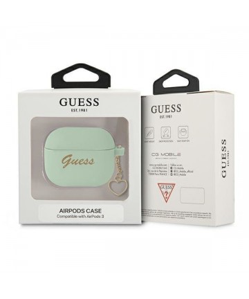 Guess GUA3LSCHSN AirPods 3 cover green/green Silicone Charm Heart Collection