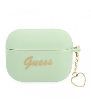 Guess GUAPLSCHSN AirPods Pro cover green/green Silicone Charm Heart Collection