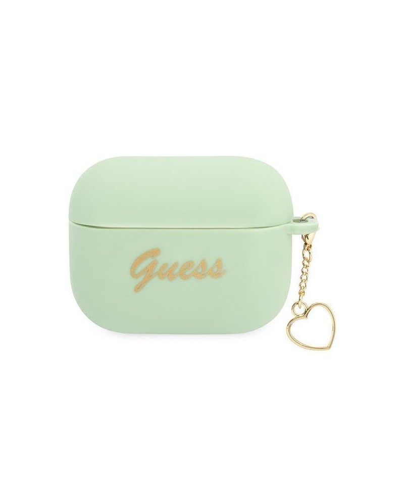 Guess GUAPLSCHSN AirPods Pro cover green/green Silicone Charm Heart Collection