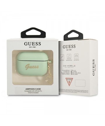 Guess GUAPLSCHSN AirPods Pro cover green/green Silicone Charm Heart Collection