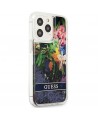 Guess GUHCP13LLFLSB iPhone 13 Pro / 13 6.1" blue/blue hardcase Flower Liquid Glitter