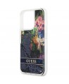 Guess GUHCP13LLFLSB iPhone 13 Pro / 13 6.1" blue/blue hardcase Flower Liquid Glitter