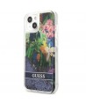 Guess GUHCP13SLFLSB iPhone 13 mini 5.4" blue/blue hardcase Flower Liquid Glitter