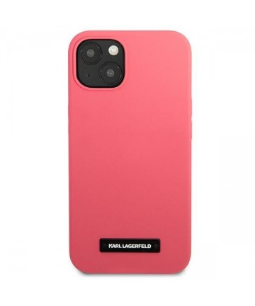 Karl Lagerfeld Silicone Plaque iPhone 13 Case - Fuchsia