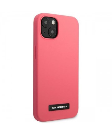 Karl Lagerfeld Silicone Plaque iPhone 13 Case - Fuchsia