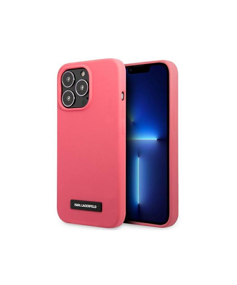 Karl Lagerfeld Silicone Plaque Case for iPhone 13 Pro Max - Fuchsia