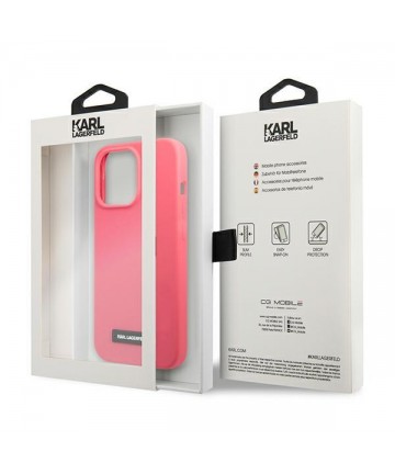 Karl Lagerfeld Silicone Plaque Case for iPhone 13 Pro Max - Fuchsia