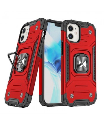 Wozinsky Ring Armor case for iPhone 14 Plus armored cover magnetic holder ring red