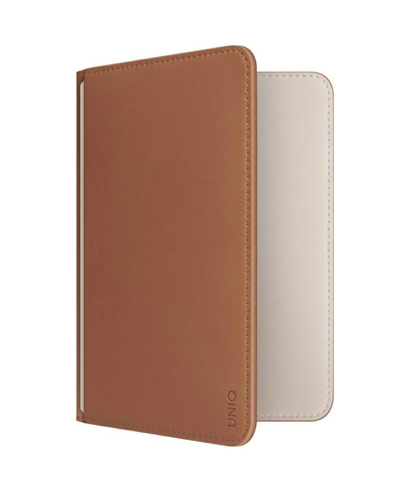 Uniq Belmont Passport Case with Apple Find My RFID Blocking Caramel Beige