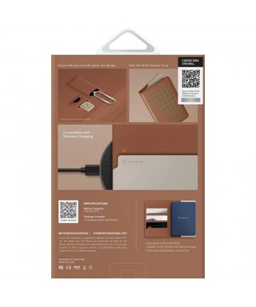 Uniq Belmont Passport Case with Apple Find My RFID Blocking Caramel Beige