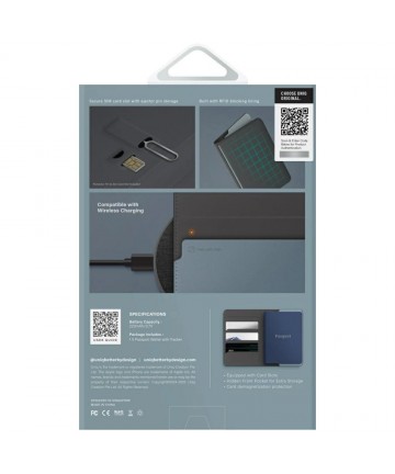 Uniq Belmont Passport Case with Apple Find My RFID Blocking Gray Blue