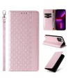 Magnet Strap Case iPhone 14 Case Flip Wallet Mini Lanyard Stand Pink