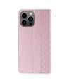 Magnet Strap Case iPhone 14 Case Flip Wallet Mini Lanyard Stand Pink