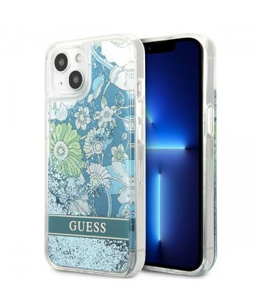 Guess GUHCP13MLFLSN iPhone 13 6.1" green/green hardcase Flower Liquid Glitter