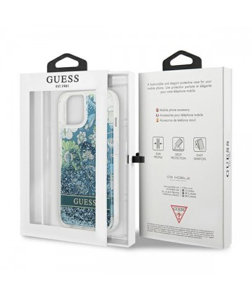 Guess GUHCP13MLFLSN iPhone 13 6.1" green/green hardcase Flower Liquid Glitter