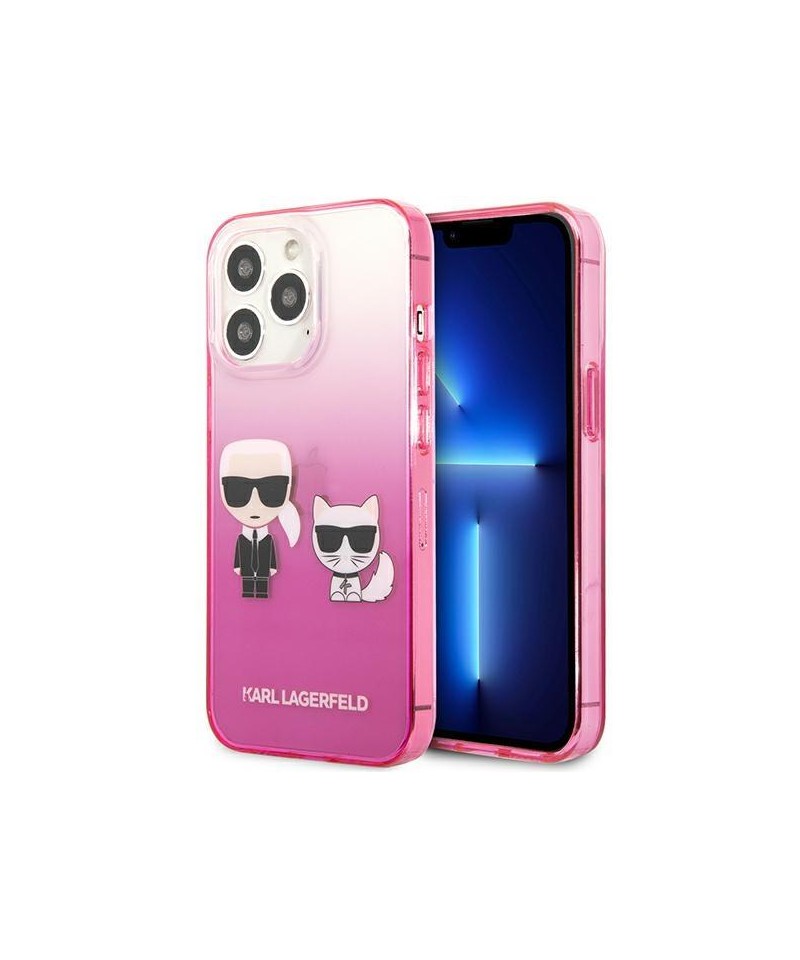 Karl Lagerfeld Gradient Ikonik Karl&Choupette Case for iPhone 13 Pro / iPhone 13 - Pink